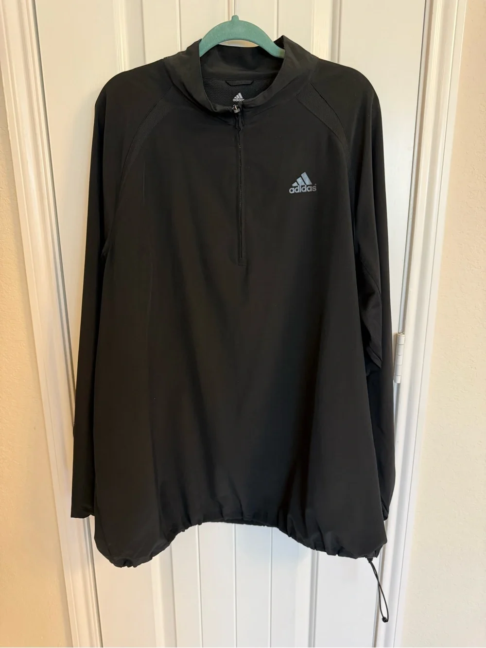 Adidas Men’s Black 1/4 Zip Mock Neck Long-Sleeve Windbreaker XXL
